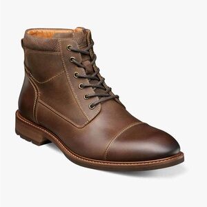 Florsheim Men's Lodge Cap Toe Lace Boot brown leather NWT